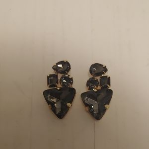 Multi shaped gemstone gray rhinestones earrings